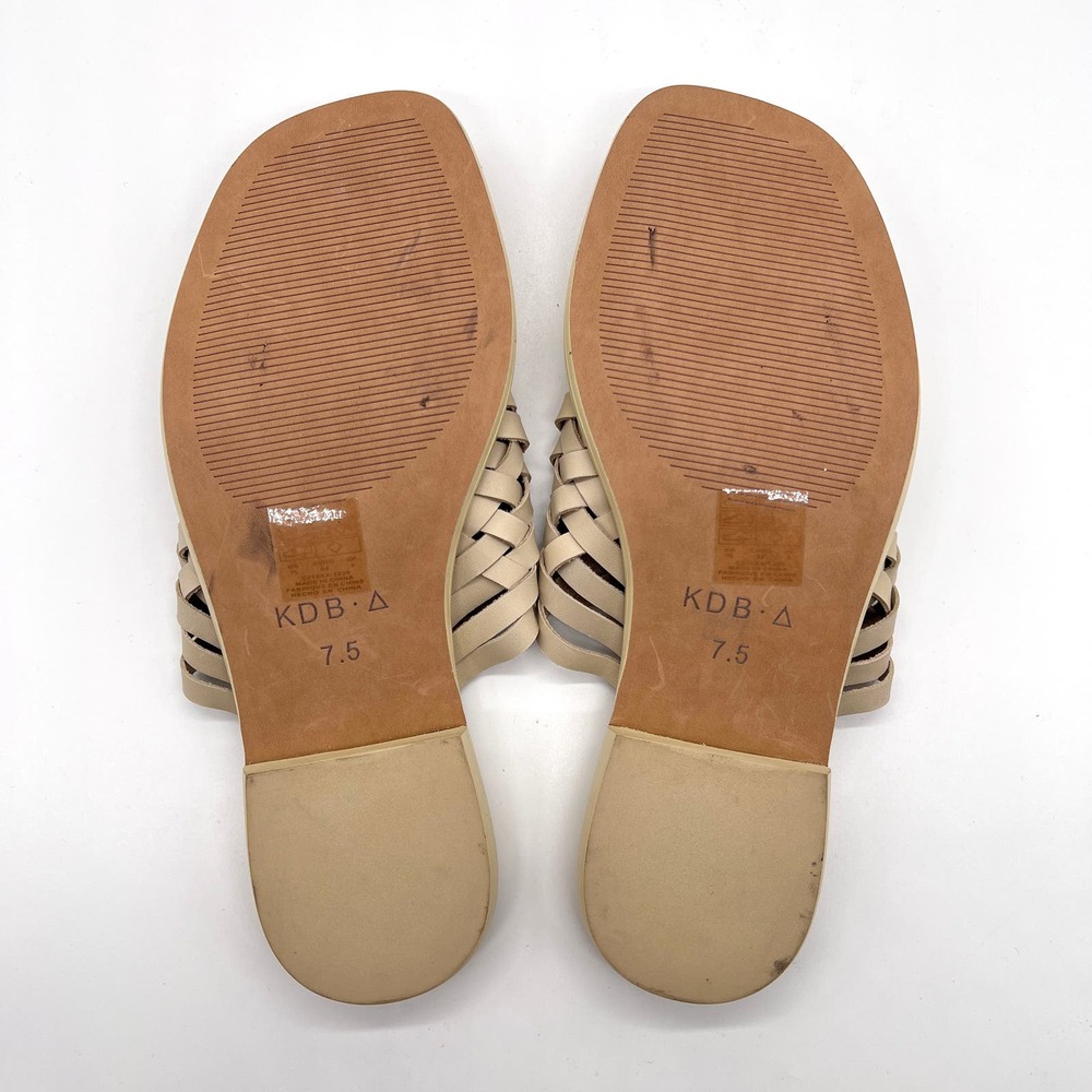 KELSI DAGGER Tide Woven Flat Slide Sandal Womens 7.5 Cream Comfort Cork Footbed - Picture 8 of 10